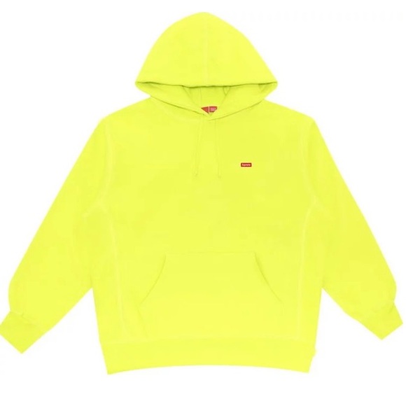 SUPREME 2021 Small Box Hooded Sweatshirt in ‘Bright Yellow’ Neon Sz Medium - Picture 2 of 6